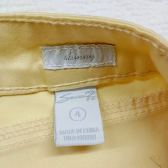 Seven7 For All Mankind Womens Yellow Skinny Pants Size 4 Cotton Blend - Picture 2 of 11